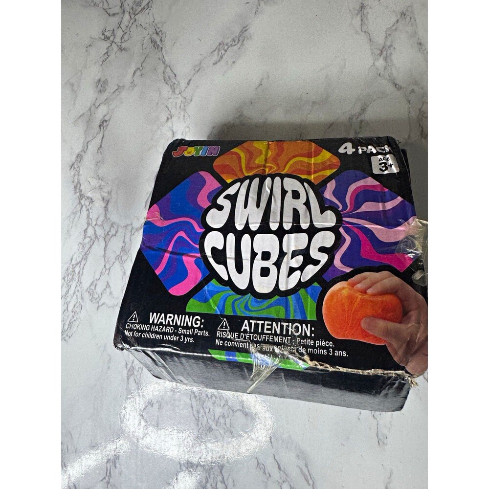JOYIN Swirl Cubes Squishy Squeeze Toy 4 Pack Multicolor Swirl Color Blend